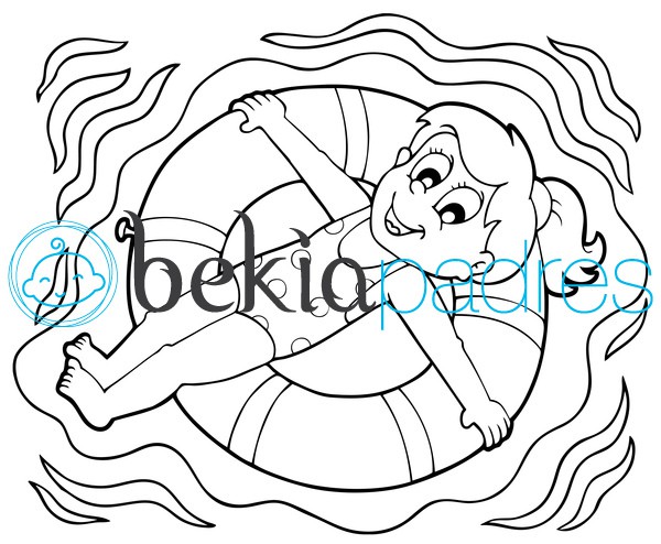 Una niña nadando para colorear - Imagui