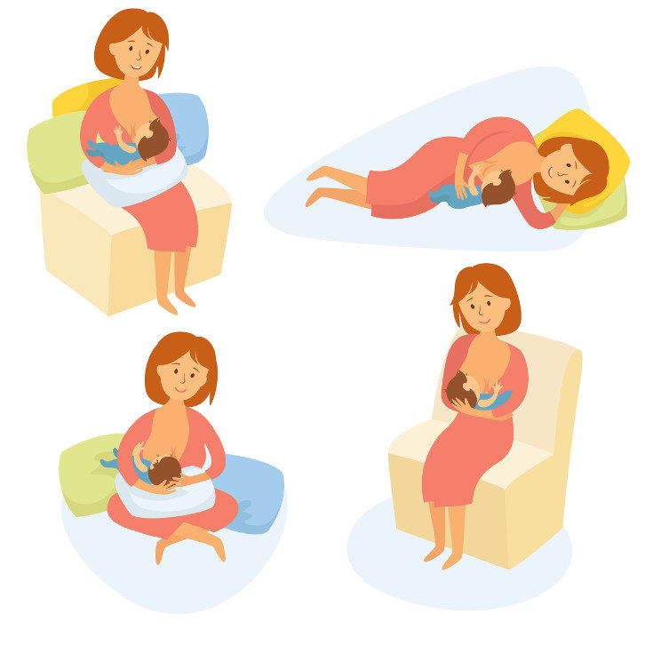 Algunas posturas recomendadas para amamantar al bebé