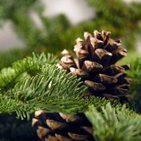 Árbol de Navidad decorado con piñas